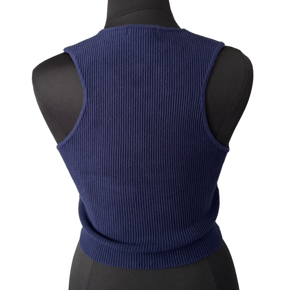 House of Harlow 1960 Classic Navy Ribbed Tank Blouse Minimal Chic Y2K - Picture 5 of 8